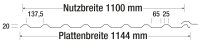 Lichtplatten - Trapez W-20 LR - 1,40mm / Bio Line - klar