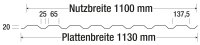 Lichtplatten - Trapez W-20 LA - 1,40mm / Bio Line - klar