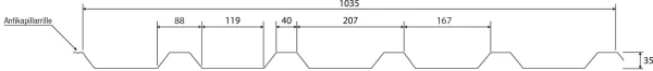 Alu-Trapezblech W-35/1035 LV-DACH + Vlies | 0,70 mm